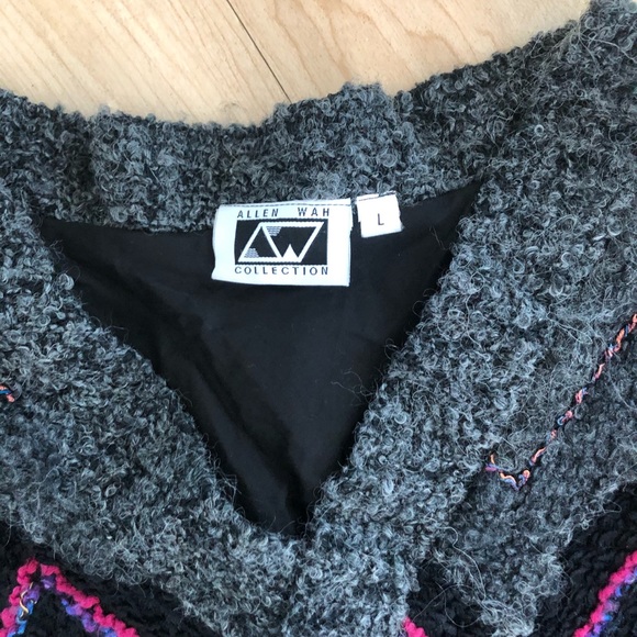VINTAGE Allen Wah Collection Mixed Media sweater - Picture 2 of 3